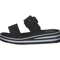 Rieker V0299, Plateau-Pantoletten, Damen, schwarz/schwarz