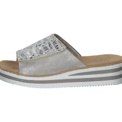 Rieker V0290, Plateau-Pantoletten, Damen, kreide-silver/fog-silver