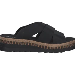 Rieker V7989, Plateau-Pantoletten, Damen, Schwarz