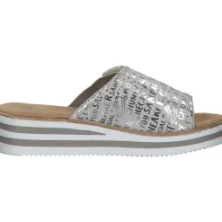 Rieker V0290, Plateau-Pantoletten, Damen, kreide-silver/fog-silver