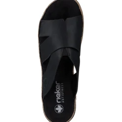 Rieker V7989, Plateau-Pantoletten, Damen, Schwarz