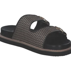 Rieker V9584, Plateau-Pantoletten, Damen, schwarz-natur