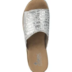 Rieker V0290, Plateau-Pantoletten, Damen, kreide-silver/fog-silver