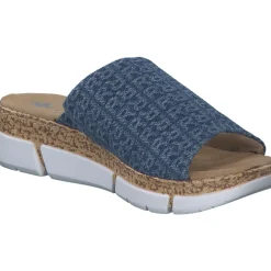 Rieker V2377, Plateau-Pantoletten, Damen, Blau