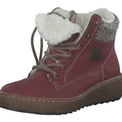Rieker Z6620-33, Schnürstiefel, Damen, rot/schwarz-kiesel