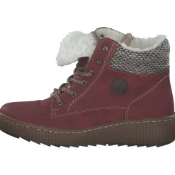 Rieker Z6620-33, Schnürstiefel, Damen, rot/schwarz-kiesel