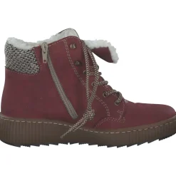 Rieker Z6620-33, Schnürstiefel, Damen, rot/schwarz-kiesel