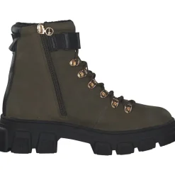 Tamaris 25213, Schnürstiefeletten, Damen, Olive/Black